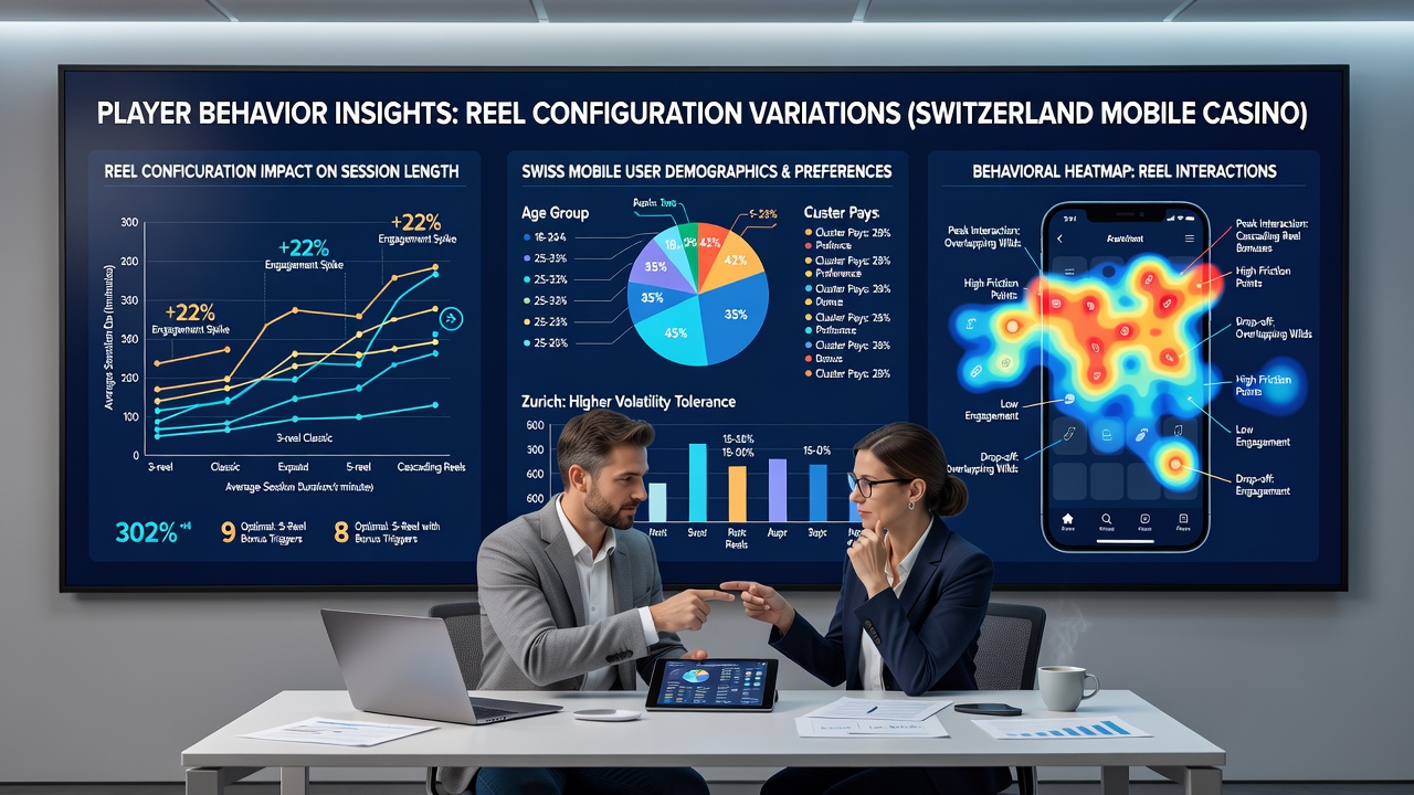 Analytics dashboard illustrating player session data linked to different reel setups in Swiss mobile casinos