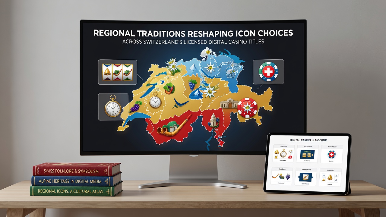 Close-up view of slot reel icons featuring Swiss regional motifs such as edelweiss and traditional instruments