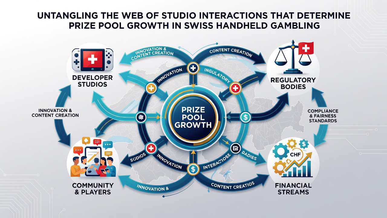 Mobile device screen displaying real-time prize pool updates from multiple Swiss-licensed game studios